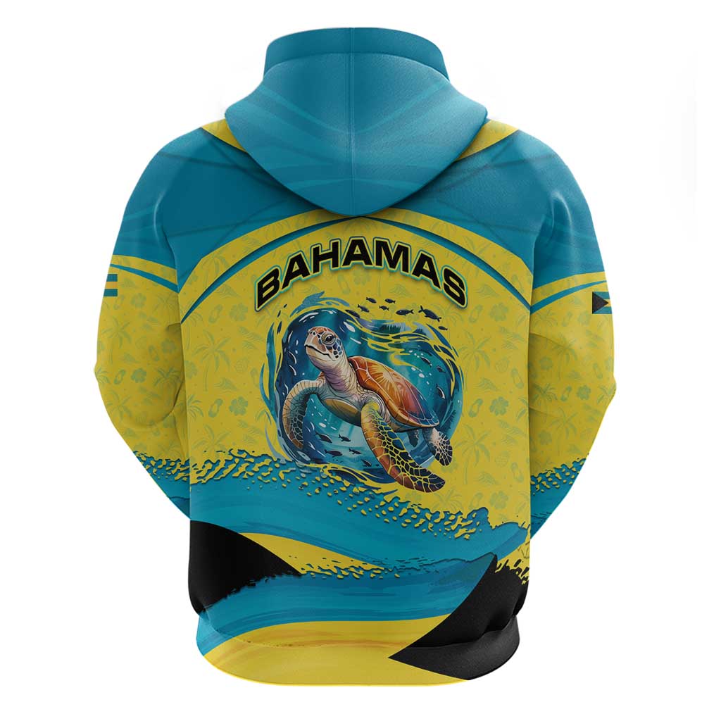 Bahamas Flag Hoodie with National Coat of Arms and Sea Turtle Design TS04