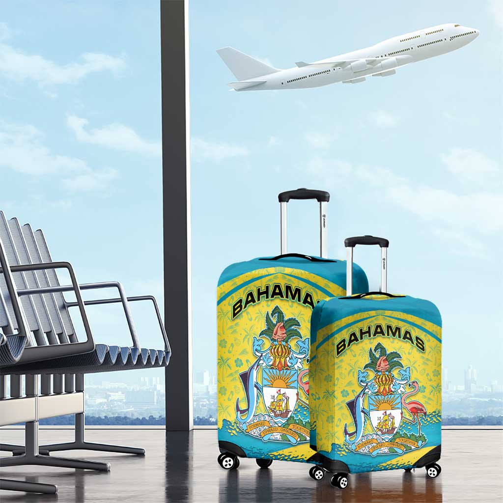Bahamas Flag Luggage Cover with National Coat of Arms and Sea Turtle Design TS04