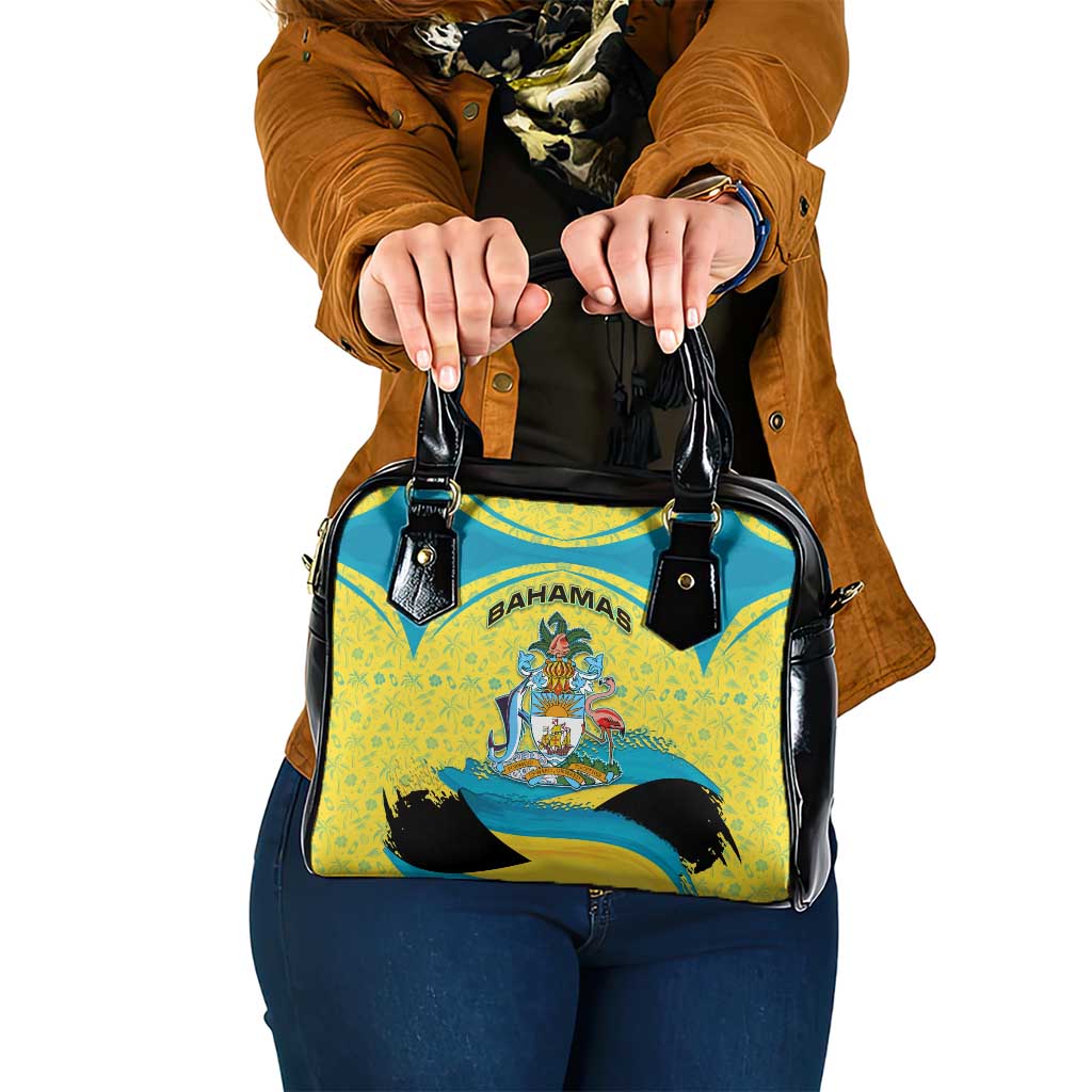 Bahamas Flag Shoulder Handbag with National Coat of Arms and Sea Turtle Design TS04
