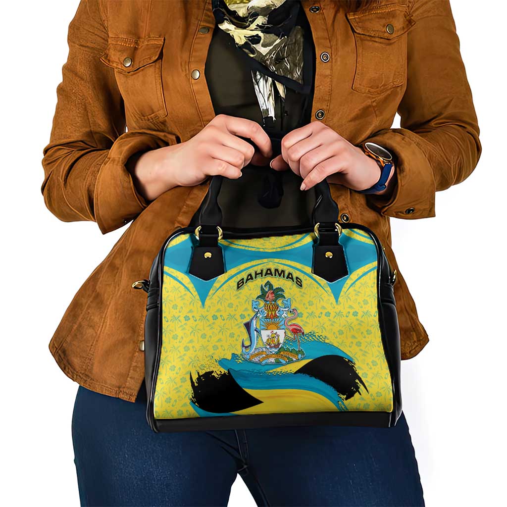 Bahamas Flag Shoulder Handbag with National Coat of Arms and Sea Turtle Design TS04