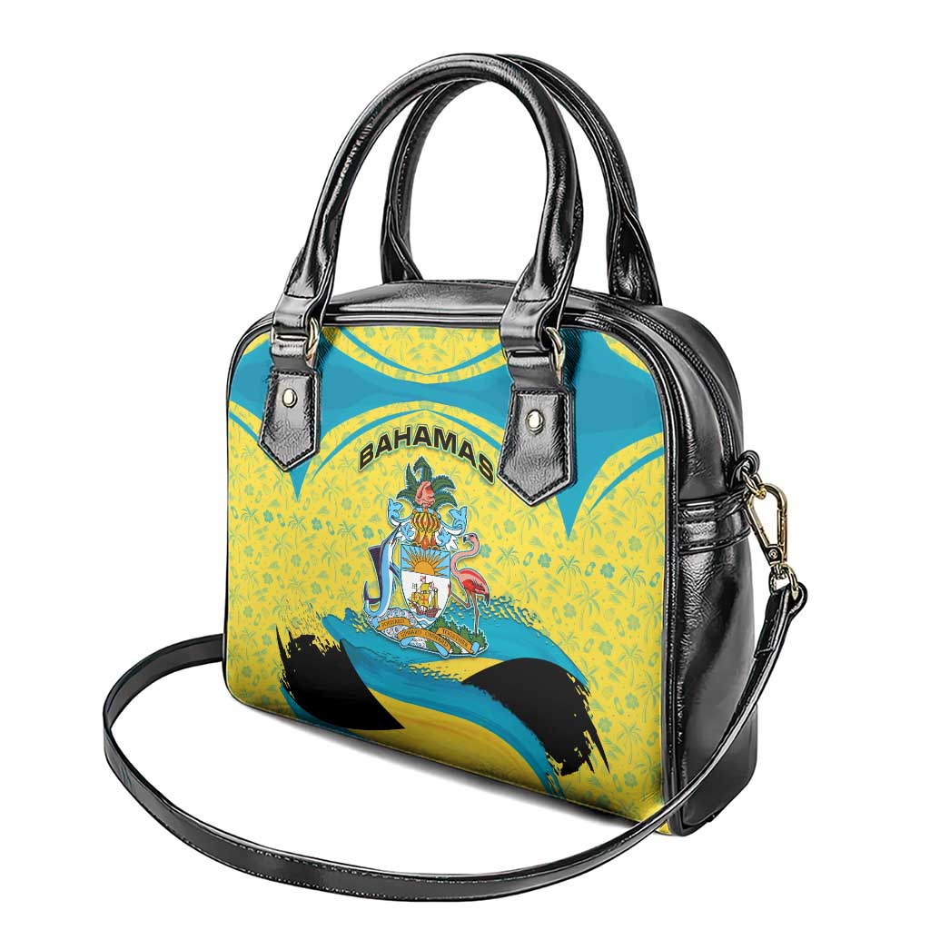 Bahamas Flag Shoulder Handbag with National Coat of Arms and Sea Turtle Design TS04