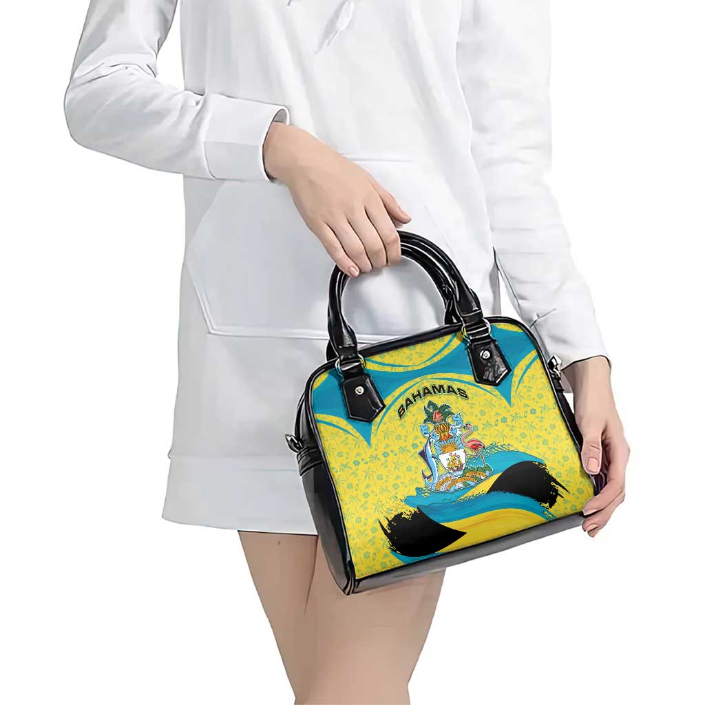 Bahamas Flag Shoulder Handbag with National Coat of Arms and Sea Turtle Design TS04