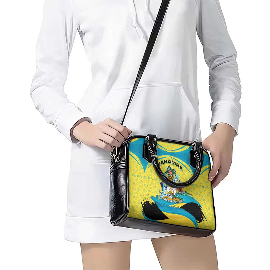 Bahamas Flag Shoulder Handbag with National Coat of Arms and Sea Turtle Design TS04