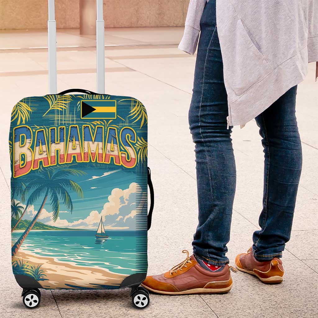 Bahamas Luggage Cover with Tropical Beach Sunset Palm Tree Ocean Spirit TS04