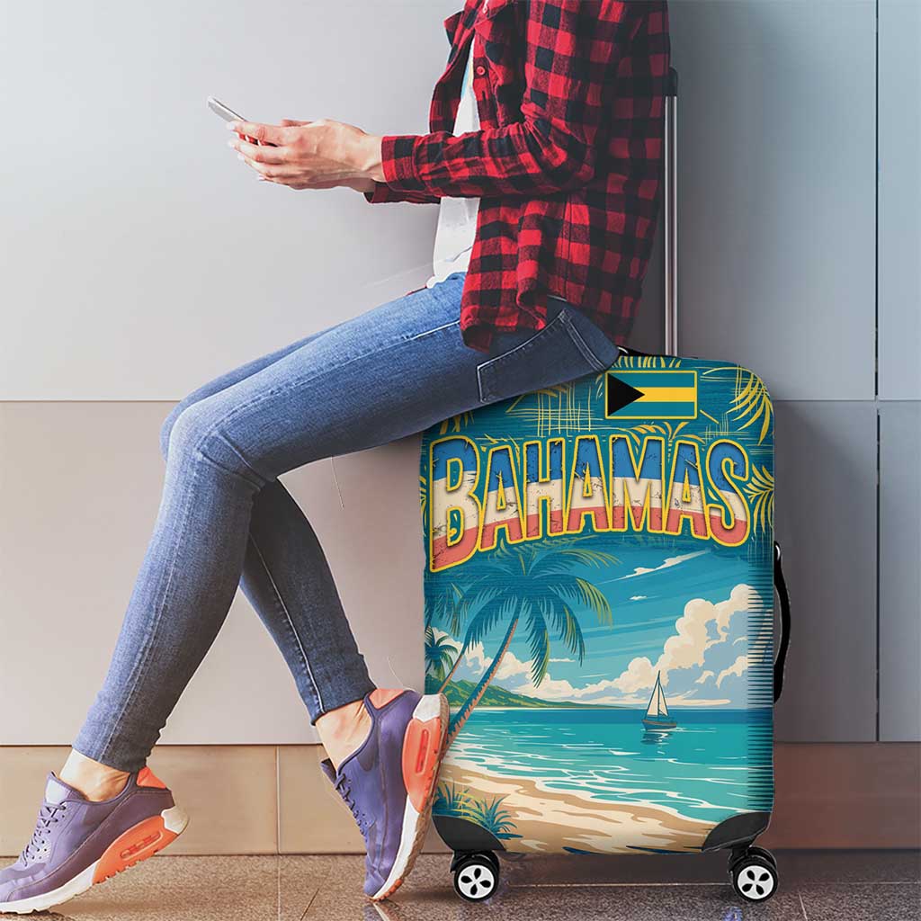 Bahamas Luggage Cover with Tropical Beach Sunset Palm Tree Ocean Spirit TS04
