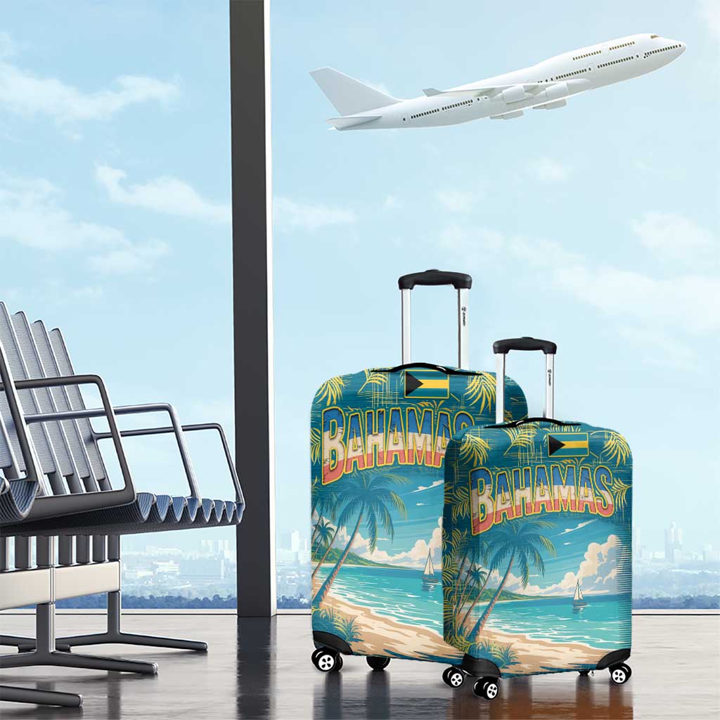 Bahamas Luggage Cover with Tropical Beach Sunset Palm Tree Ocean Spirit TS04