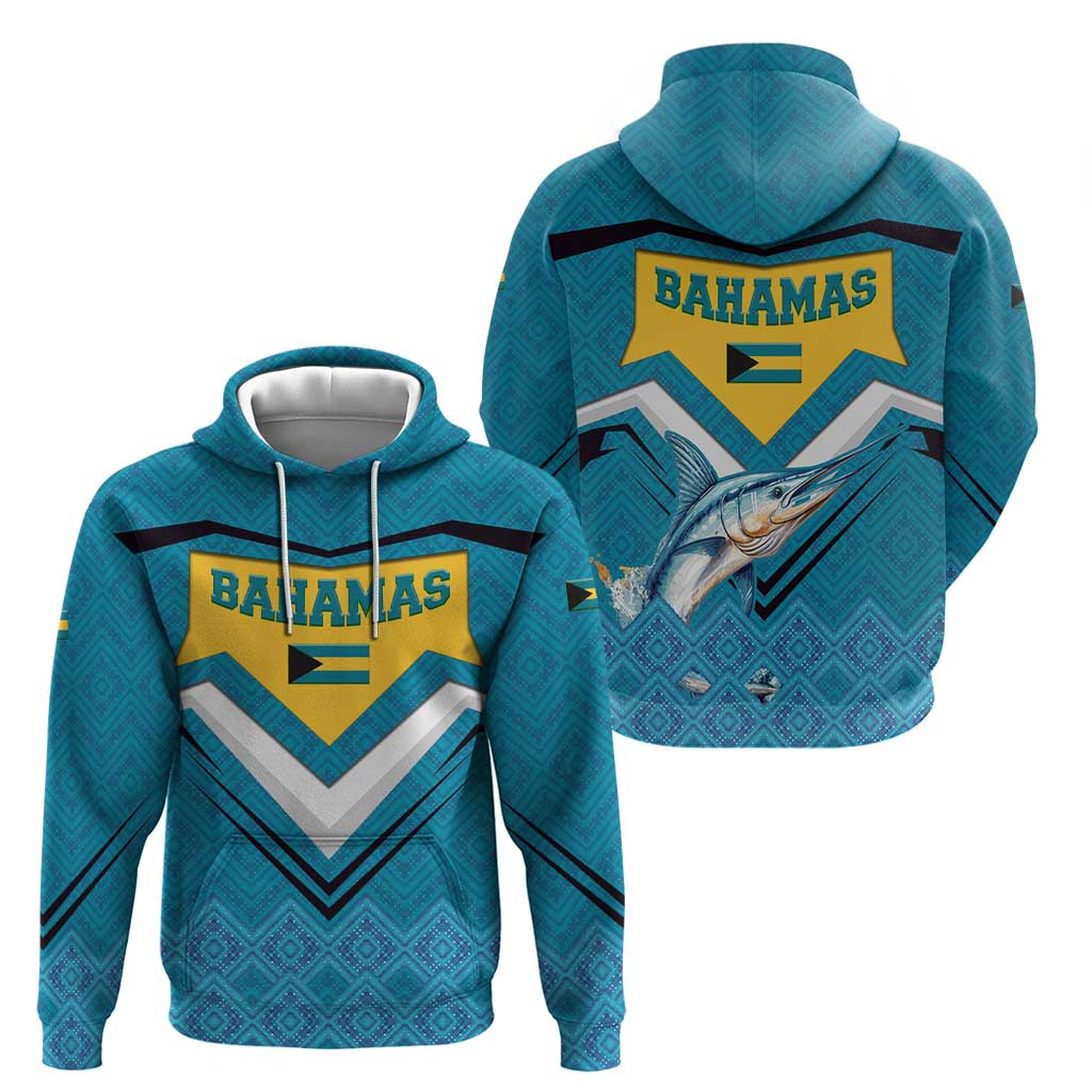 Bahamas Hoodie with Blue Marlin Fish Tribal Chevron Flag Spirit TS04