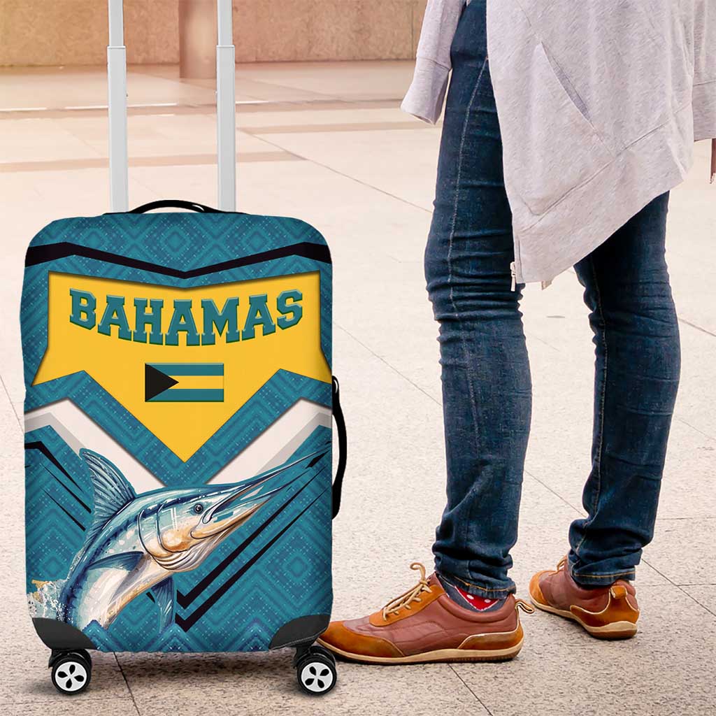 Bahamas Luggage Cover with Blue Marlin Fish Tribal Chevron Flag Spirit TS04