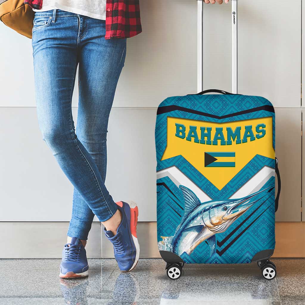 Bahamas Luggage Cover with Blue Marlin Fish Tribal Chevron Flag Spirit TS04