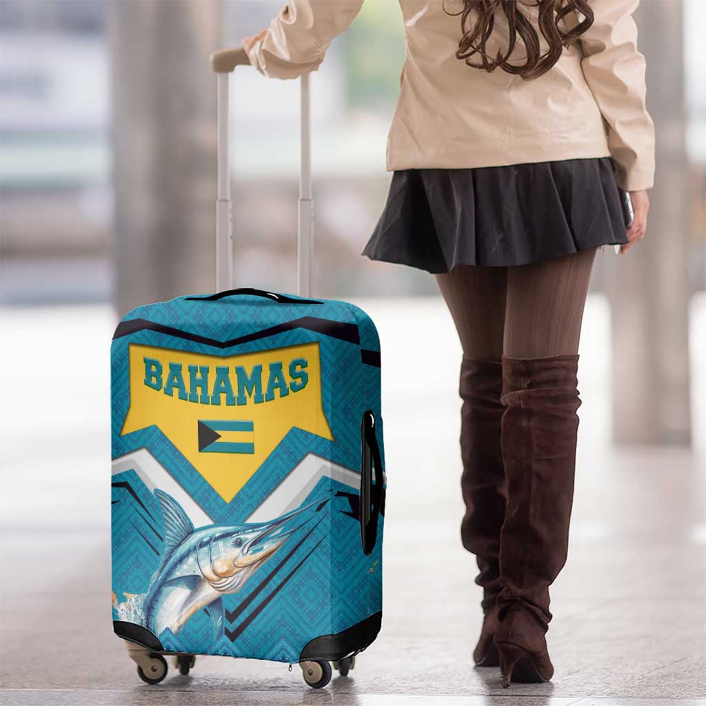 Bahamas Luggage Cover with Blue Marlin Fish Tribal Chevron Flag Spirit TS04