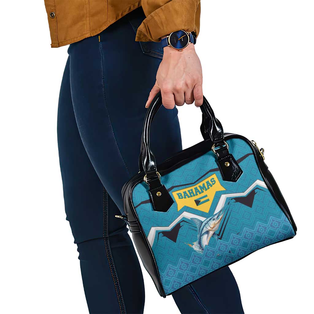 Bahamas Shoulder Handbag with Blue Marlin Fish Tribal Chevron Flag Spirit TS04