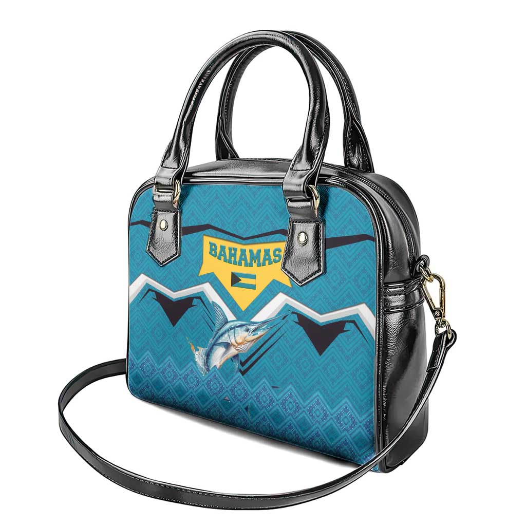 Bahamas Shoulder Handbag with Blue Marlin Fish Tribal Chevron Flag Spirit TS04