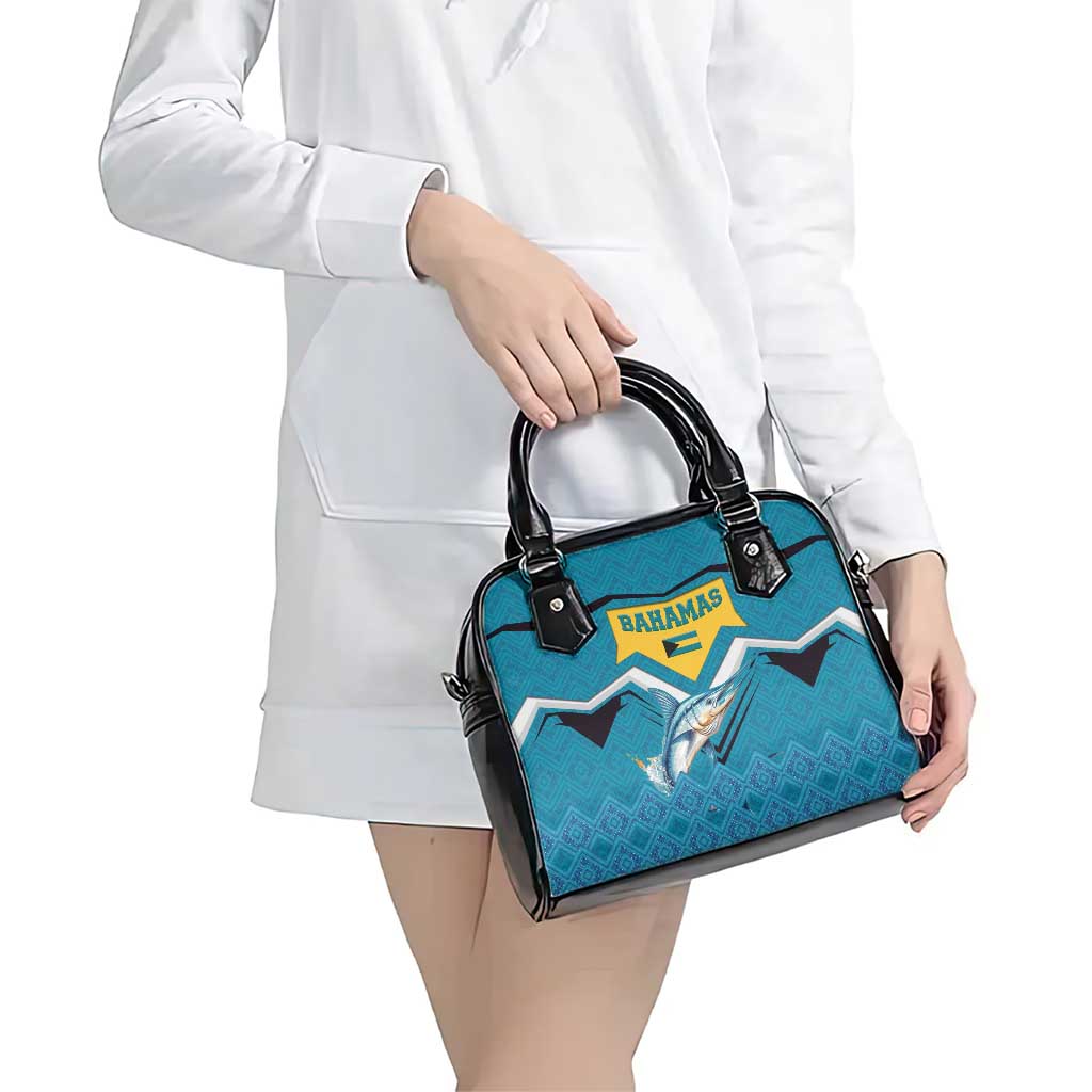 Bahamas Shoulder Handbag with Blue Marlin Fish Tribal Chevron Flag Spirit TS04