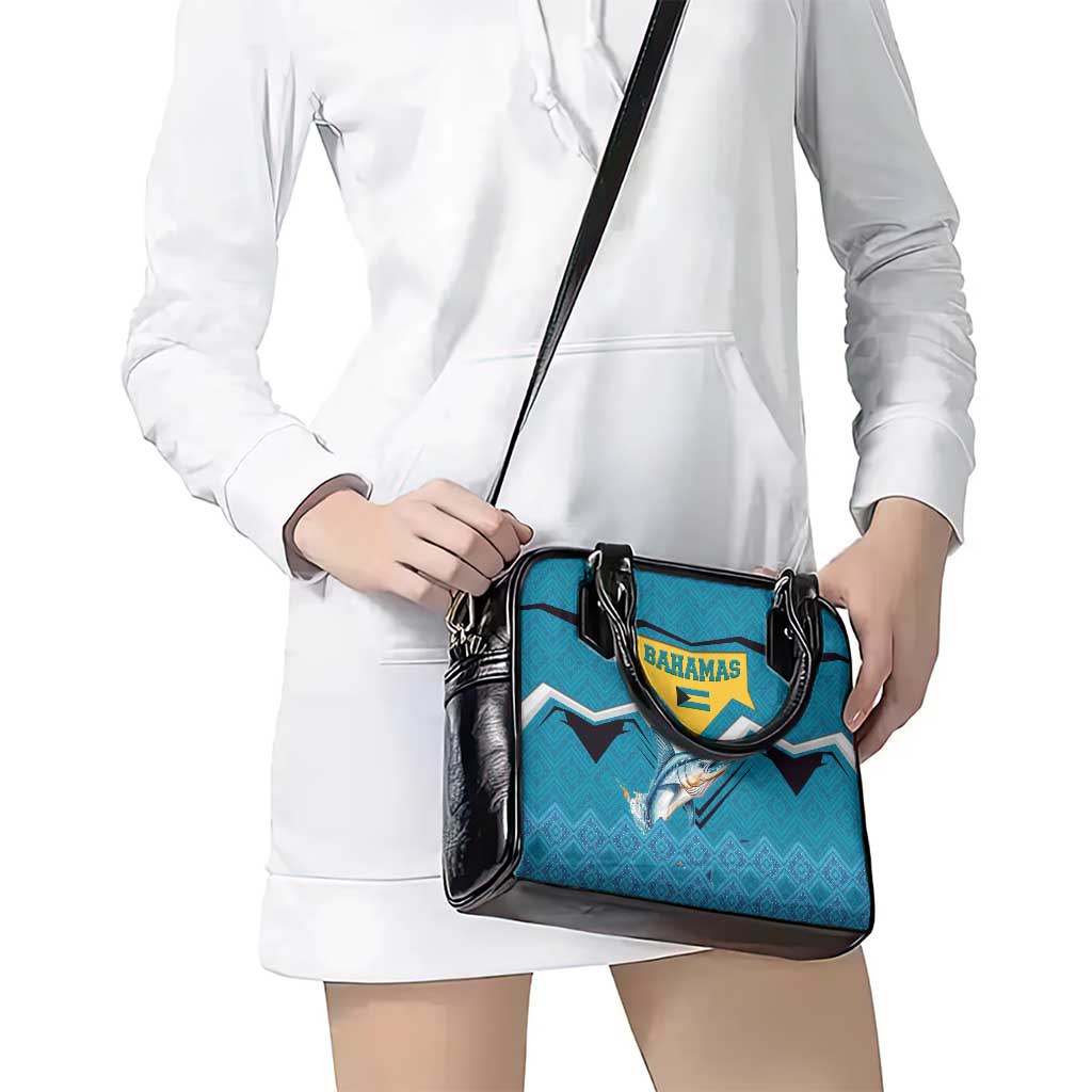 Bahamas Shoulder Handbag with Blue Marlin Fish Tribal Chevron Flag Spirit TS04