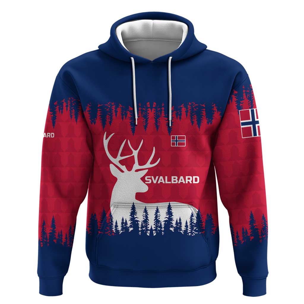 Norway Svalbard Hoodie with Reindeer Silhouette Forest and Norwegian Flag TS04