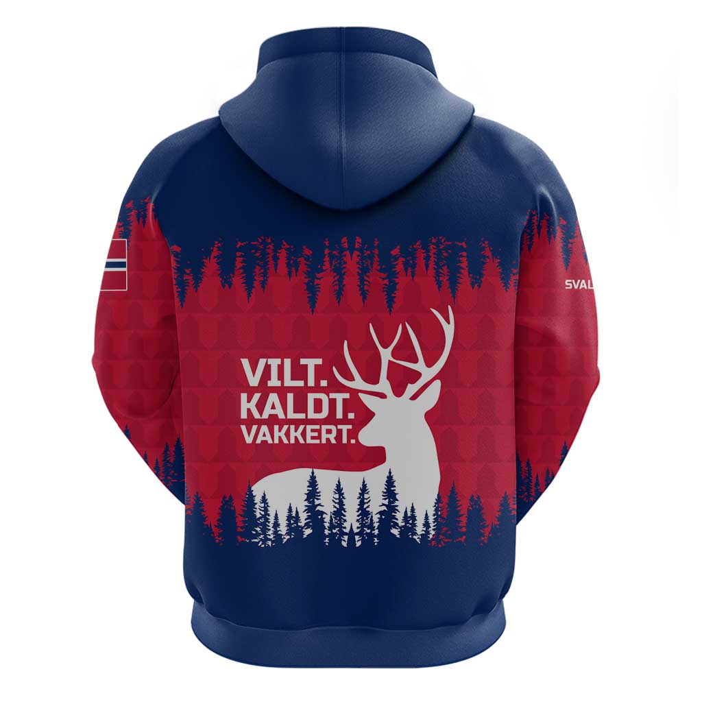 Norway Svalbard Hoodie with Reindeer Silhouette Forest and Norwegian Flag TS04