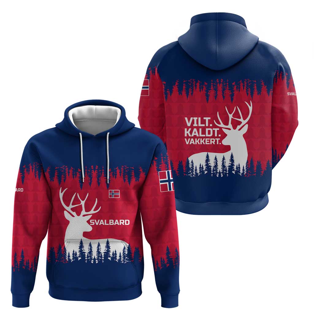 Norway Svalbard Hoodie with Reindeer Silhouette Forest and Norwegian Flag TS04