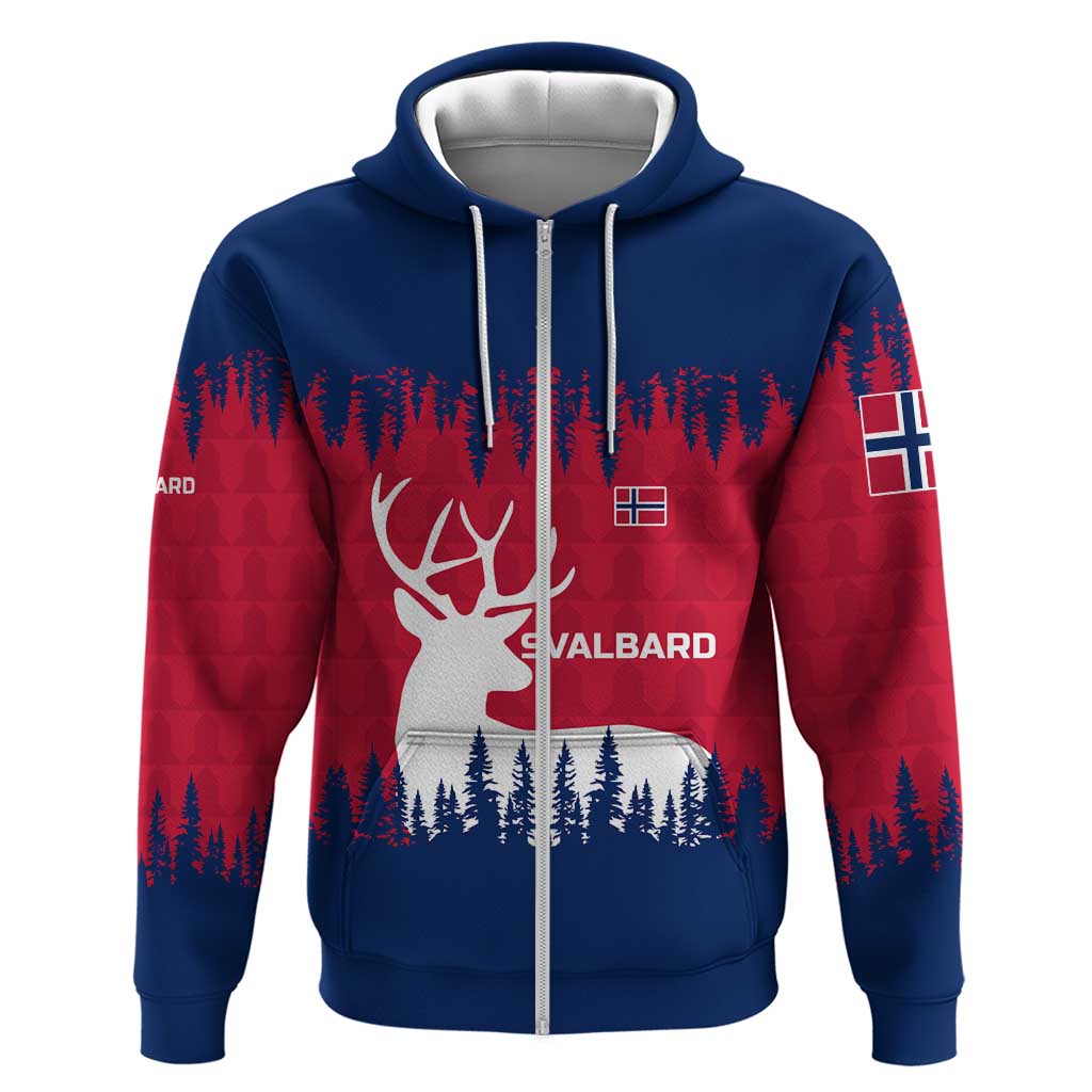Norway Svalbard Hoodie with Reindeer Silhouette Forest and Norwegian Flag TS04