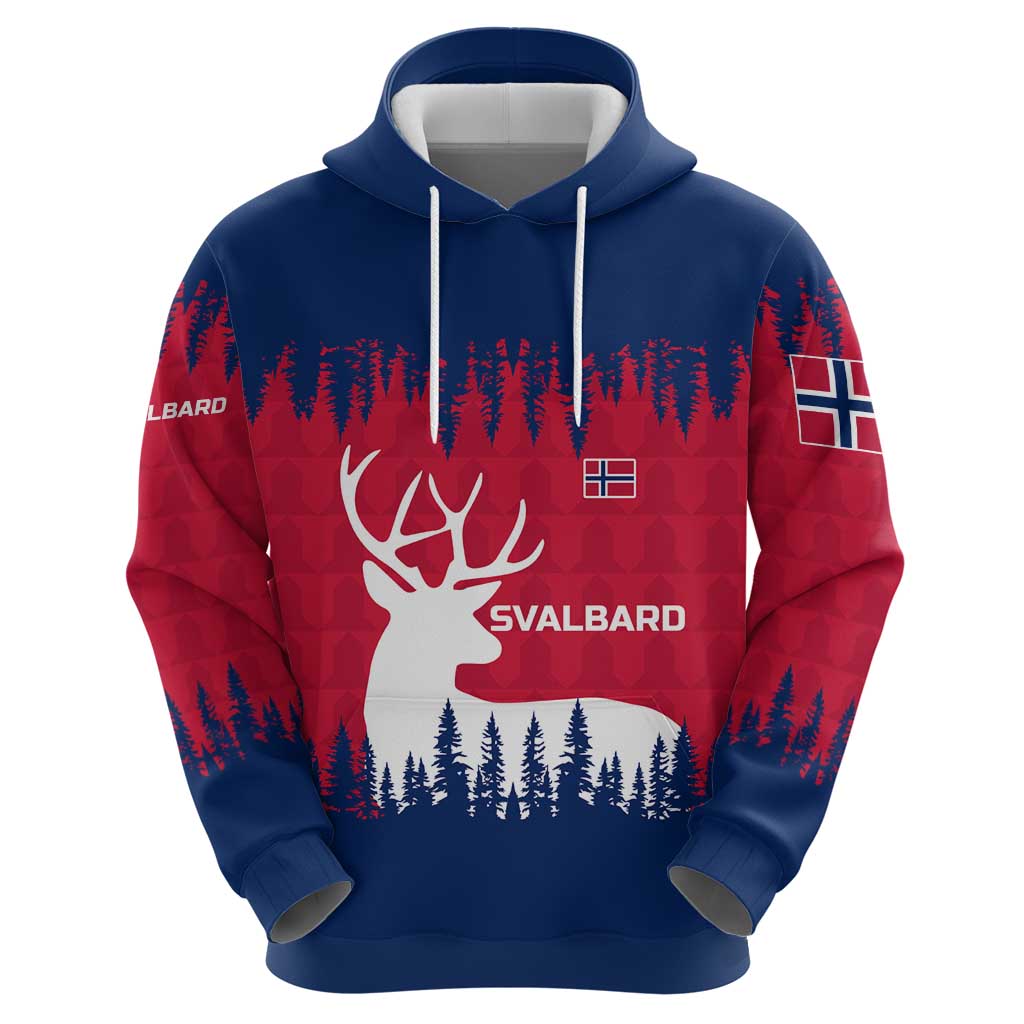 Norway Svalbard Hoodie with Reindeer Silhouette Forest and Norwegian Flag TS04