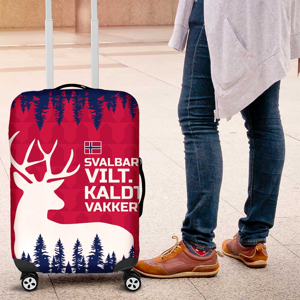 Norway Svalbard Luggage Cover with Reindeer Silhouette Forest and Norwegian Flag TS04