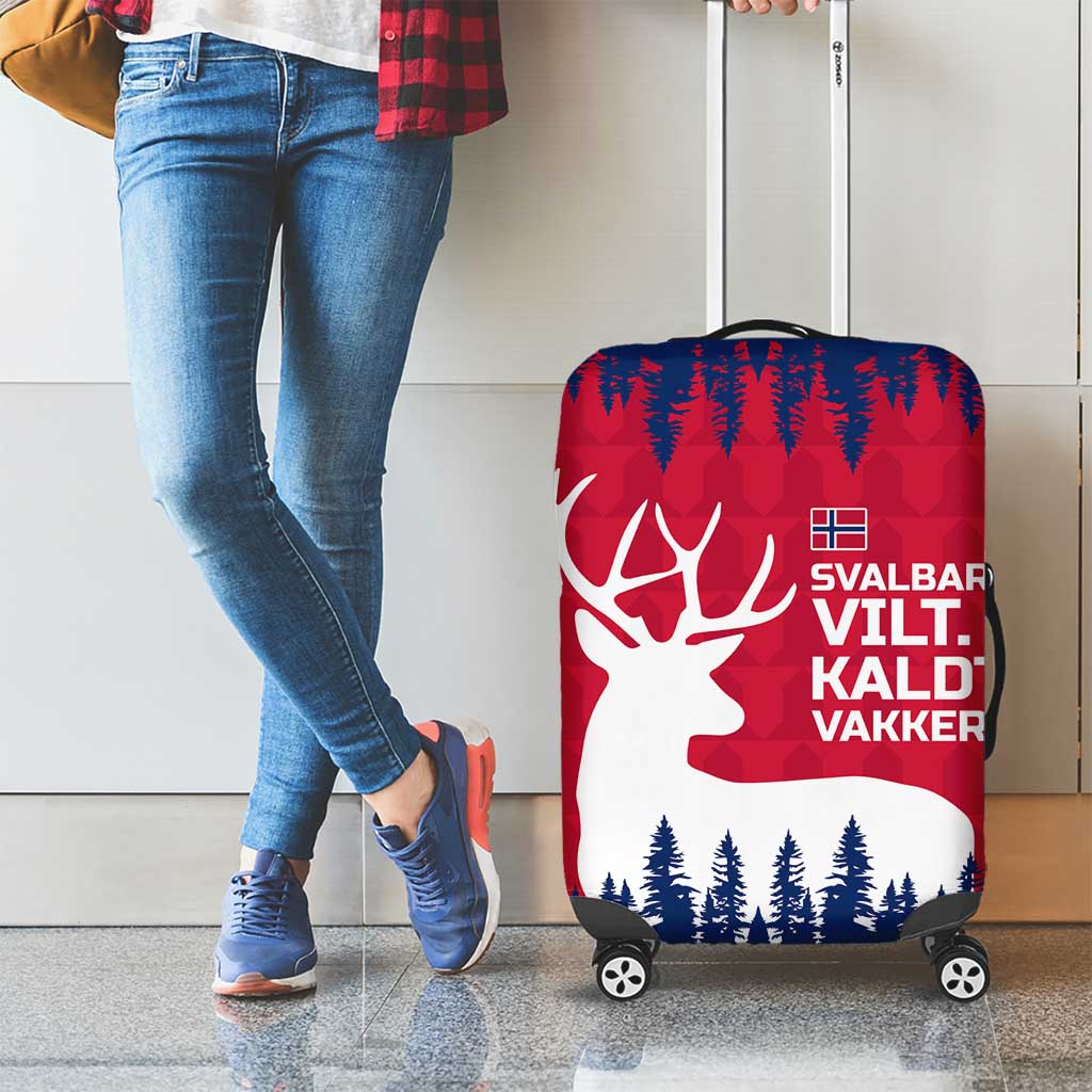 Norway Svalbard Luggage Cover with Reindeer Silhouette Forest and Norwegian Flag TS04