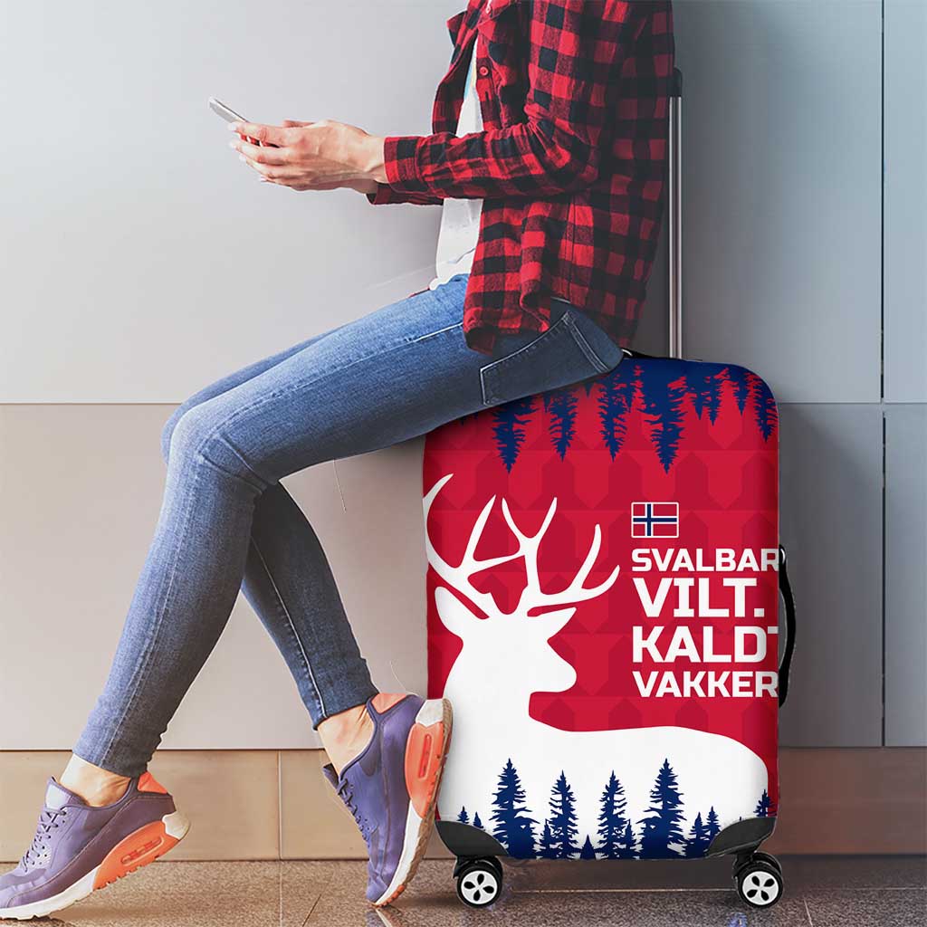 Norway Svalbard Luggage Cover with Reindeer Silhouette Forest and Norwegian Flag TS04