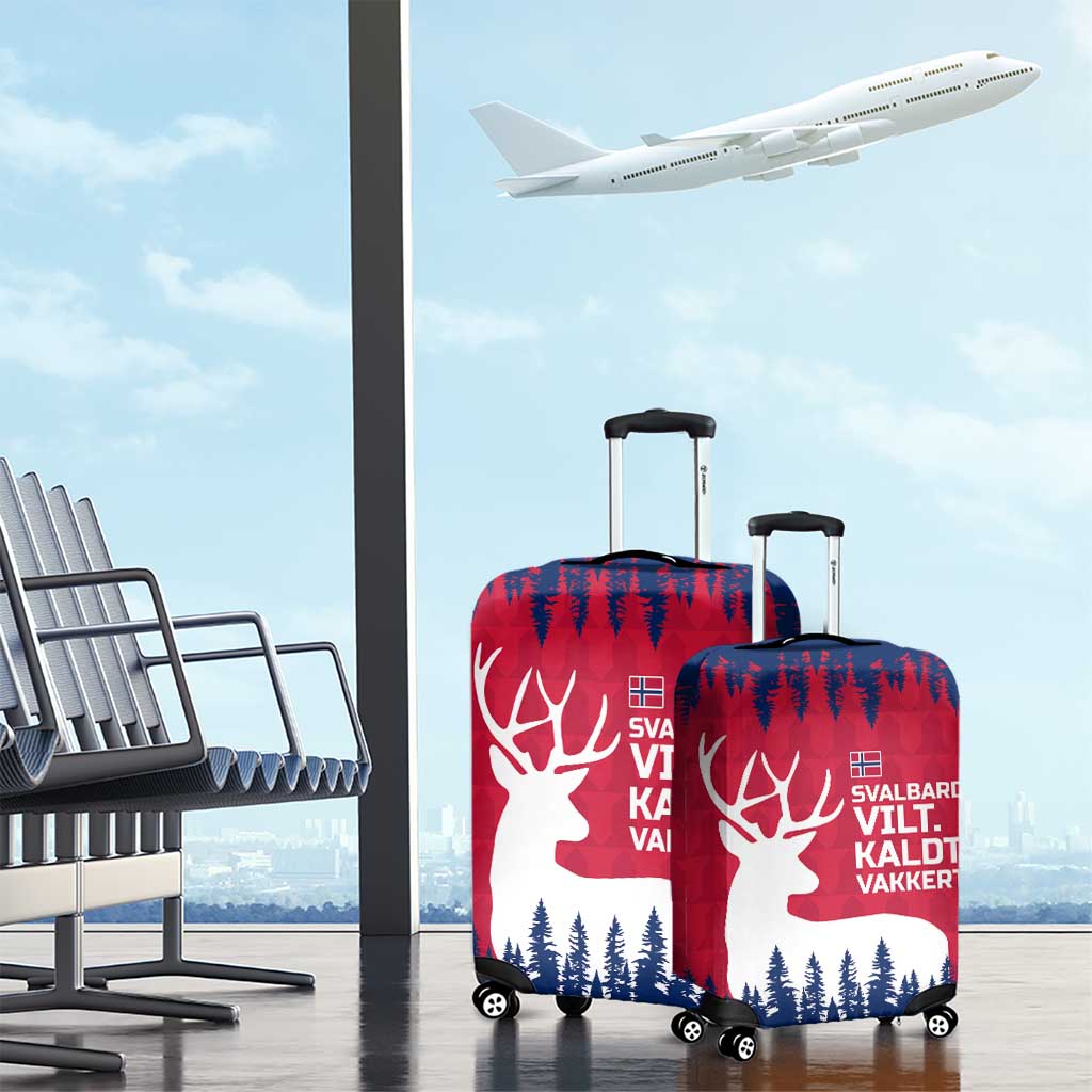 Norway Svalbard Luggage Cover with Reindeer Silhouette Forest and Norwegian Flag TS04