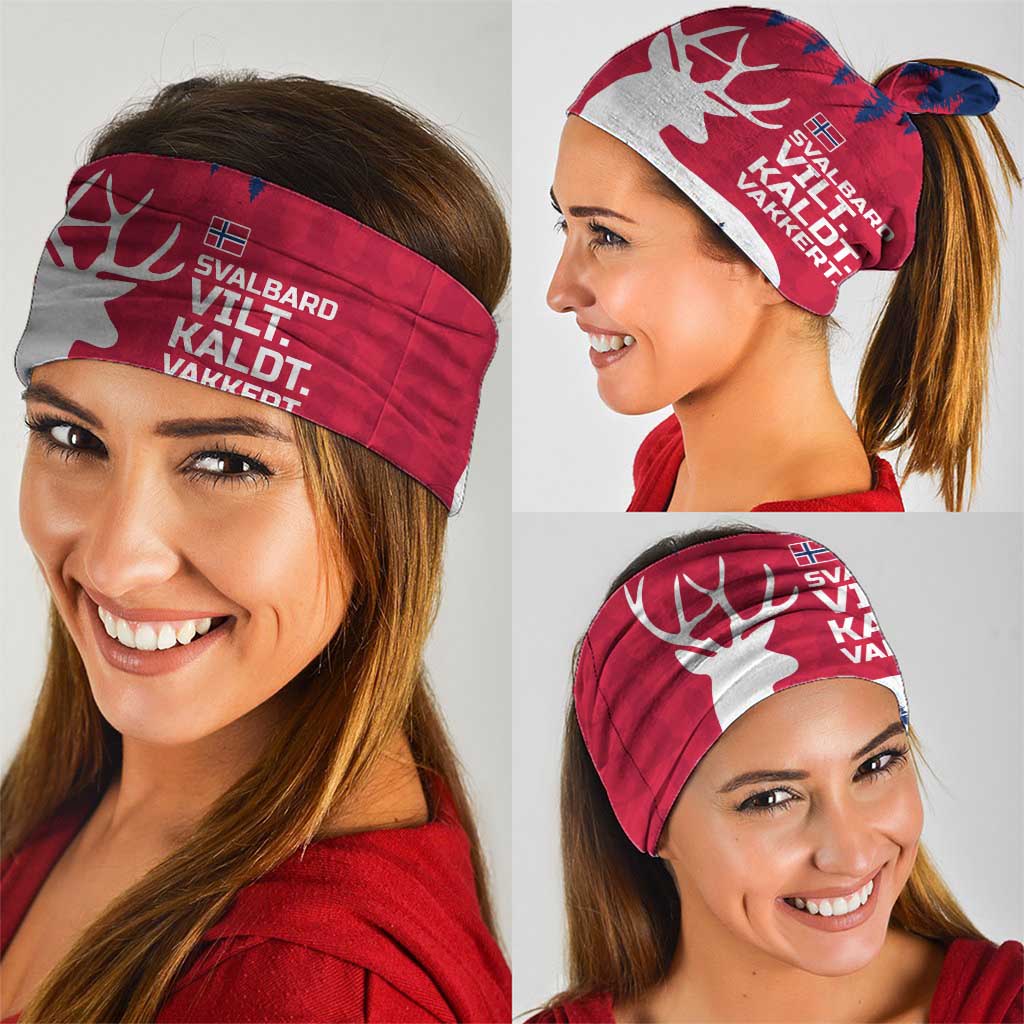 Norway Svalbard Neck Gaiter with Reindeer Silhouette Forest and Norwegian Flag TS04