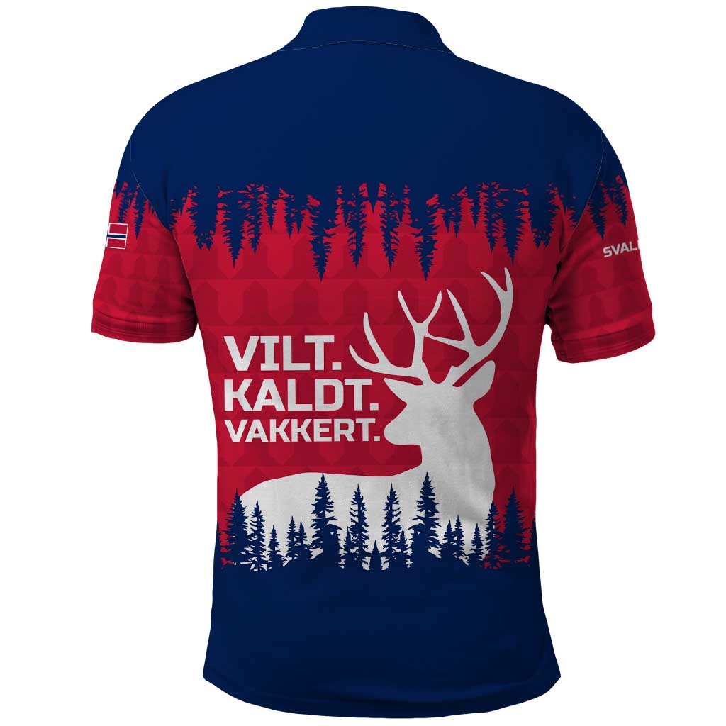 Norway Svalbard Polo Shirt with Reindeer Silhouette Forest and Norwegian Flag TS04
