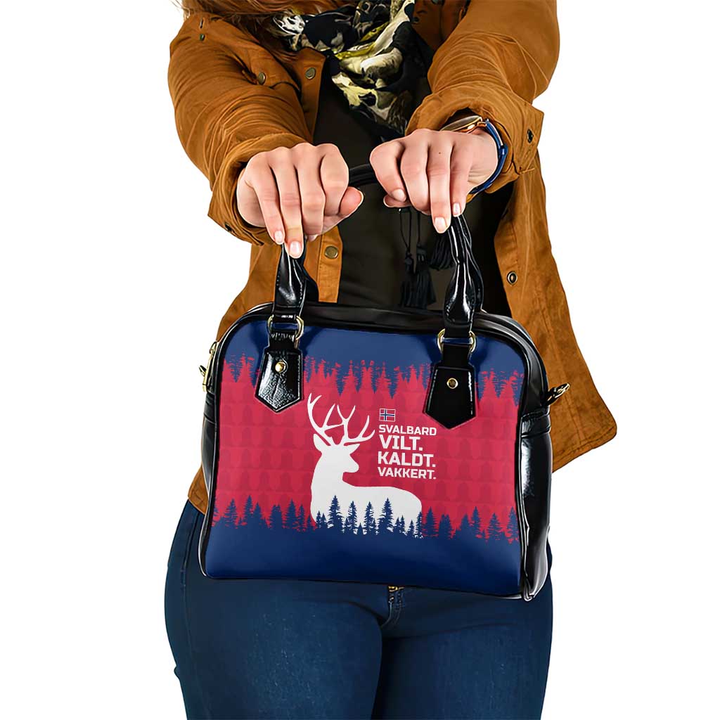 Norway Svalbard Shoulder Handbag with Reindeer Silhouette Forest and Norwegian Flag TS04