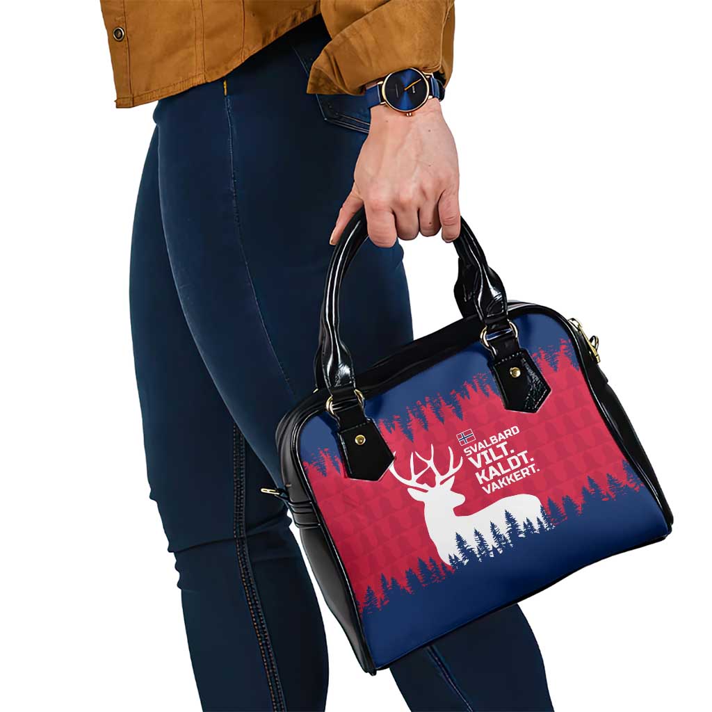 Norway Svalbard Shoulder Handbag with Reindeer Silhouette Forest and Norwegian Flag TS04