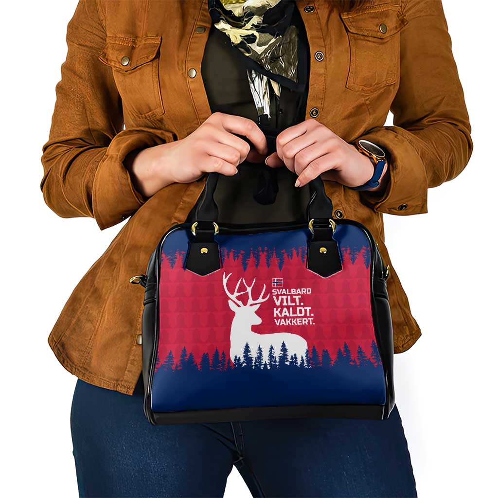Norway Svalbard Shoulder Handbag with Reindeer Silhouette Forest and Norwegian Flag TS04
