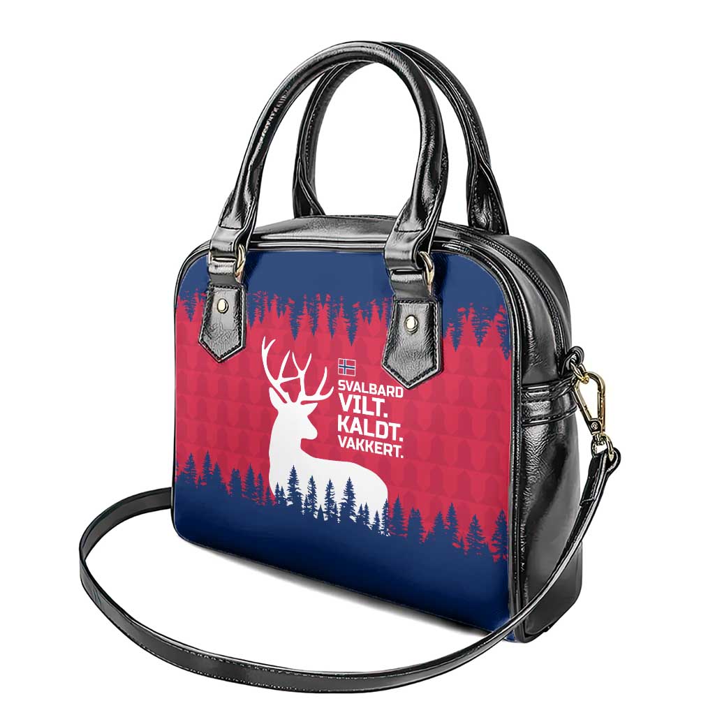 Norway Svalbard Shoulder Handbag with Reindeer Silhouette Forest and Norwegian Flag TS04