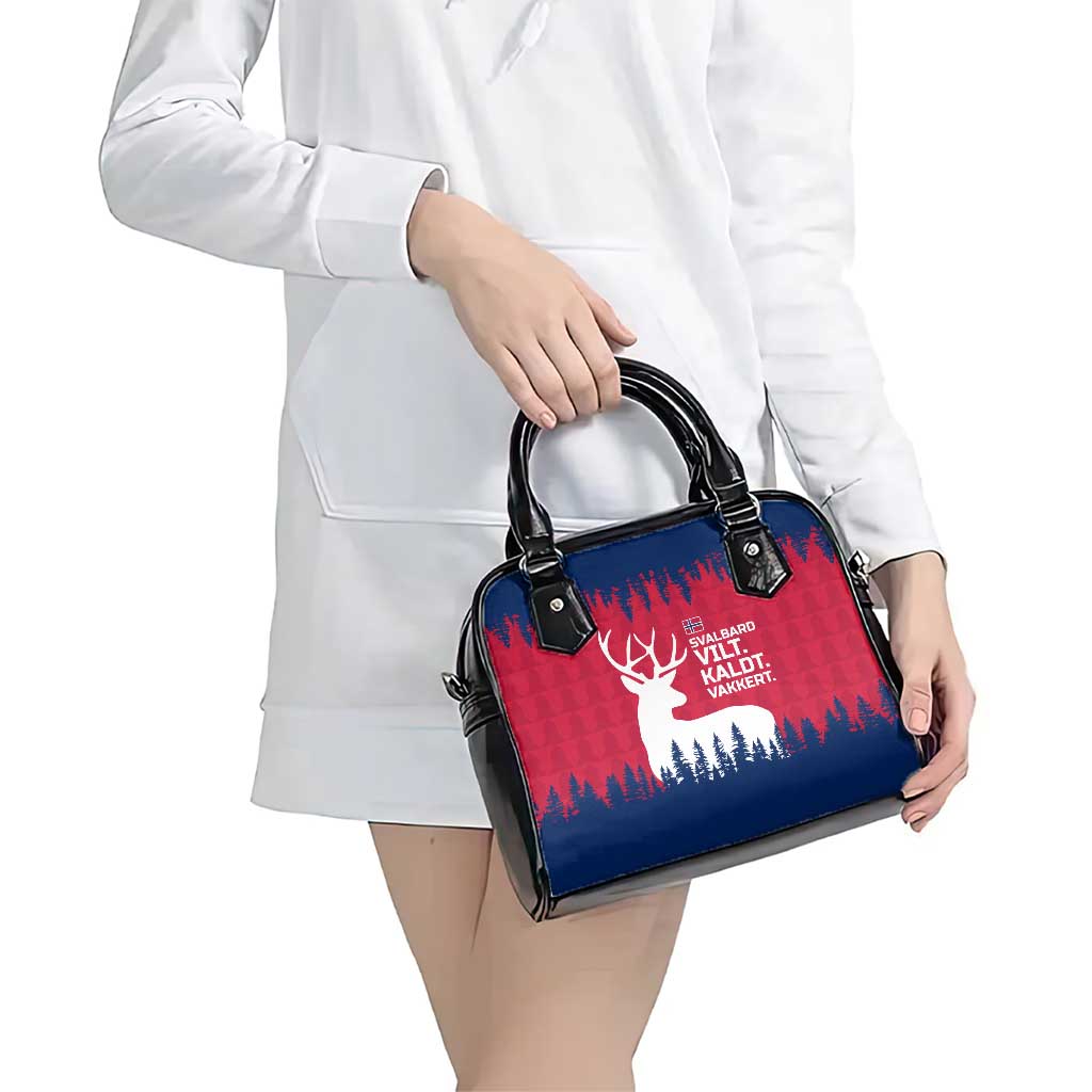 Norway Svalbard Shoulder Handbag with Reindeer Silhouette Forest and Norwegian Flag TS04