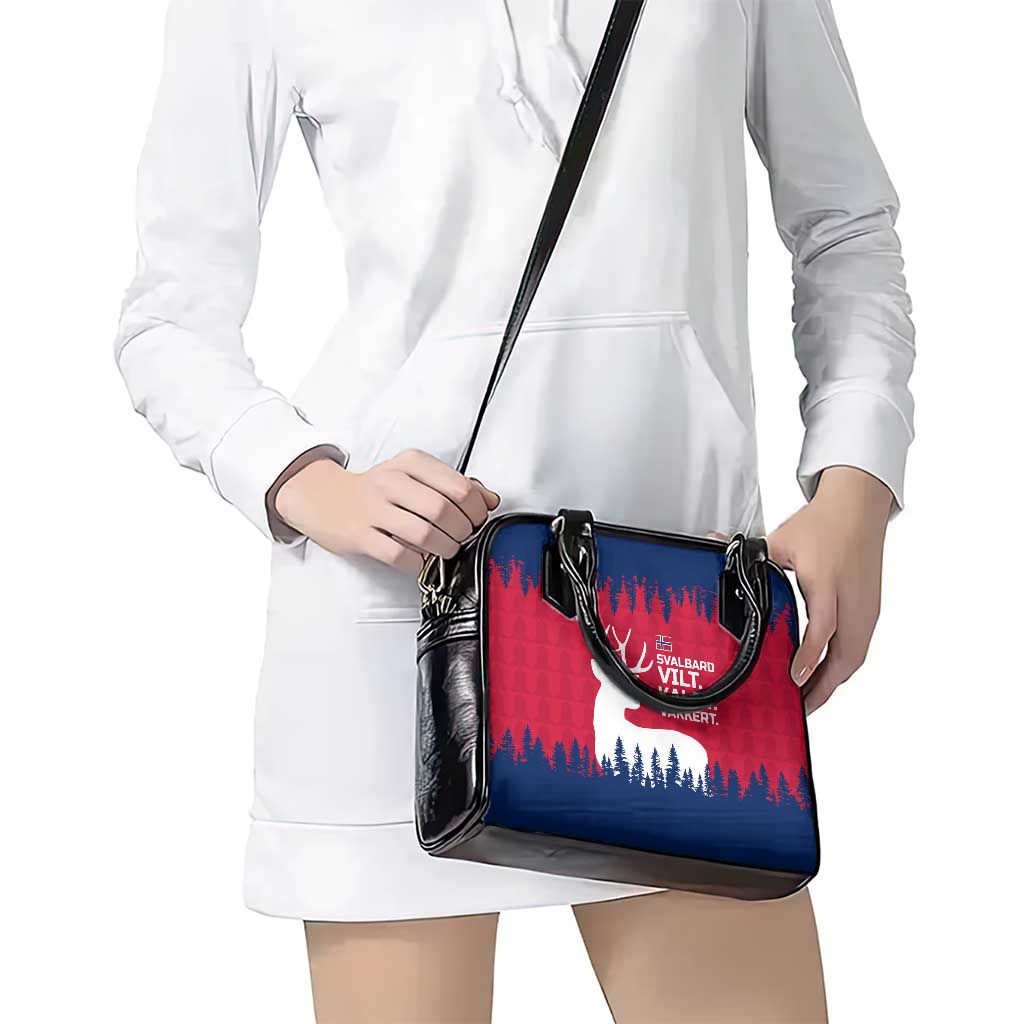 Norway Svalbard Shoulder Handbag with Reindeer Silhouette Forest and Norwegian Flag TS04