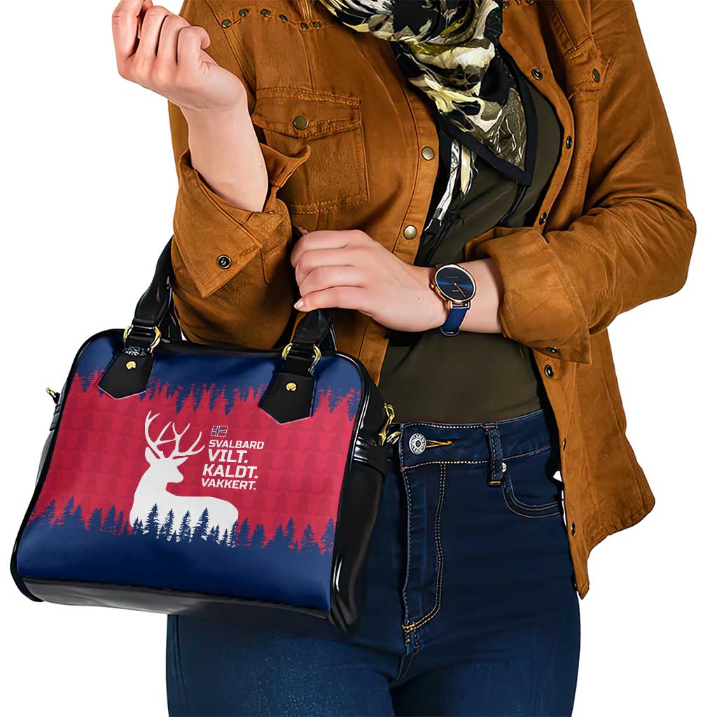 Norway Svalbard Shoulder Handbag with Reindeer Silhouette Forest and Norwegian Flag TS04