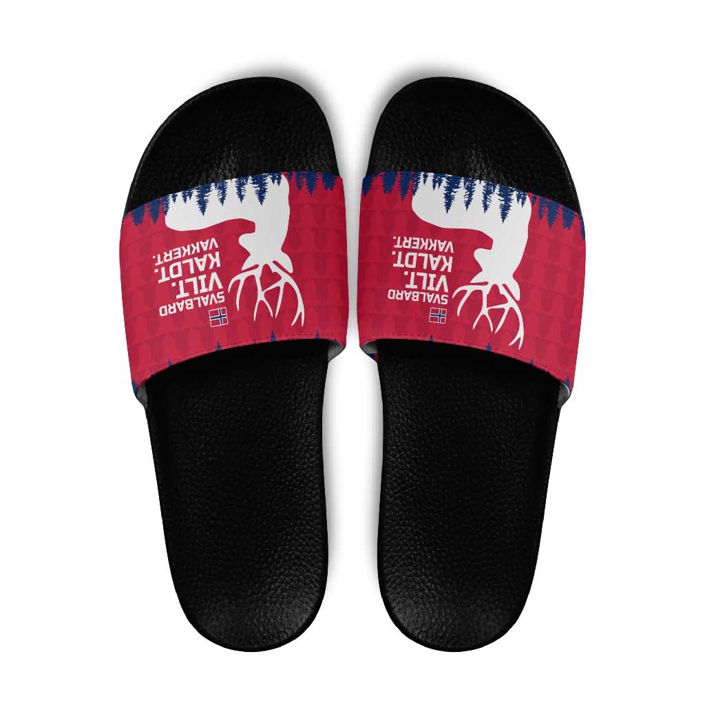 Norway Svalbard Slide Sandals with Reindeer Silhouette Forest and Norwegian Flag TS04