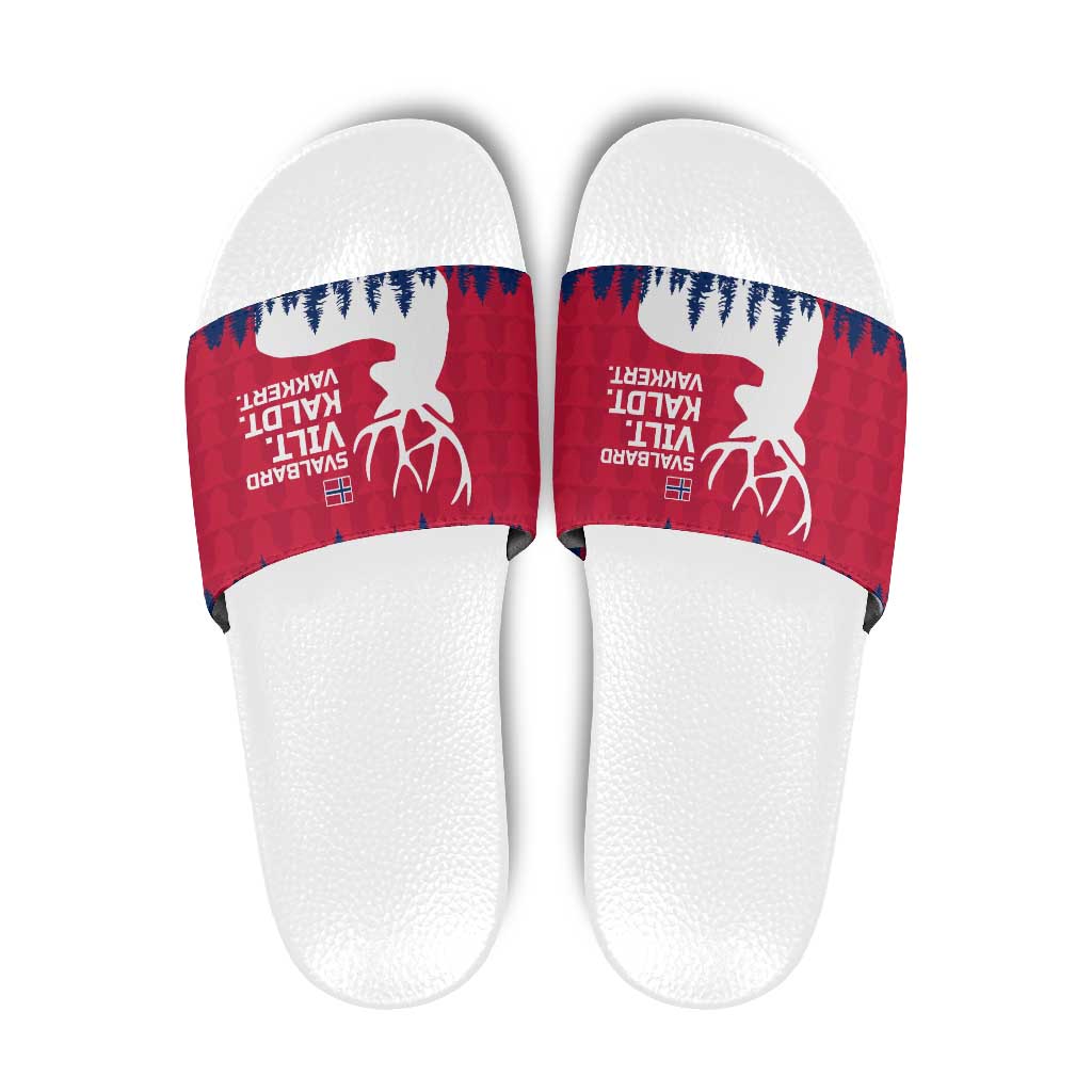 Norway Svalbard Slide Sandals with Reindeer Silhouette Forest and Norwegian Flag TS04