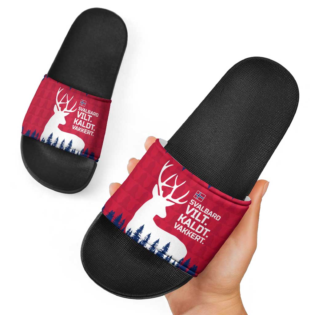 Norway Svalbard Slide Sandals with Reindeer Silhouette Forest and Norwegian Flag TS04