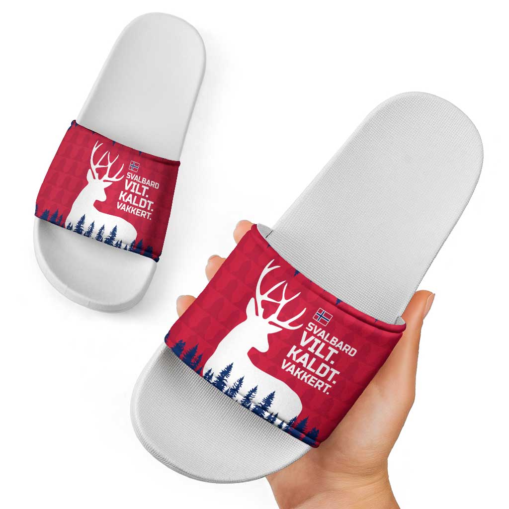 Norway Svalbard Slide Sandals with Reindeer Silhouette Forest and Norwegian Flag TS04