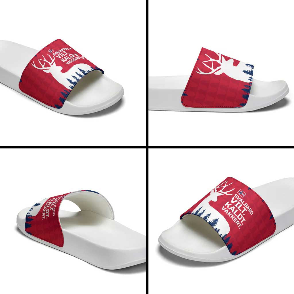 Norway Svalbard Slide Sandals with Reindeer Silhouette Forest and Norwegian Flag TS04