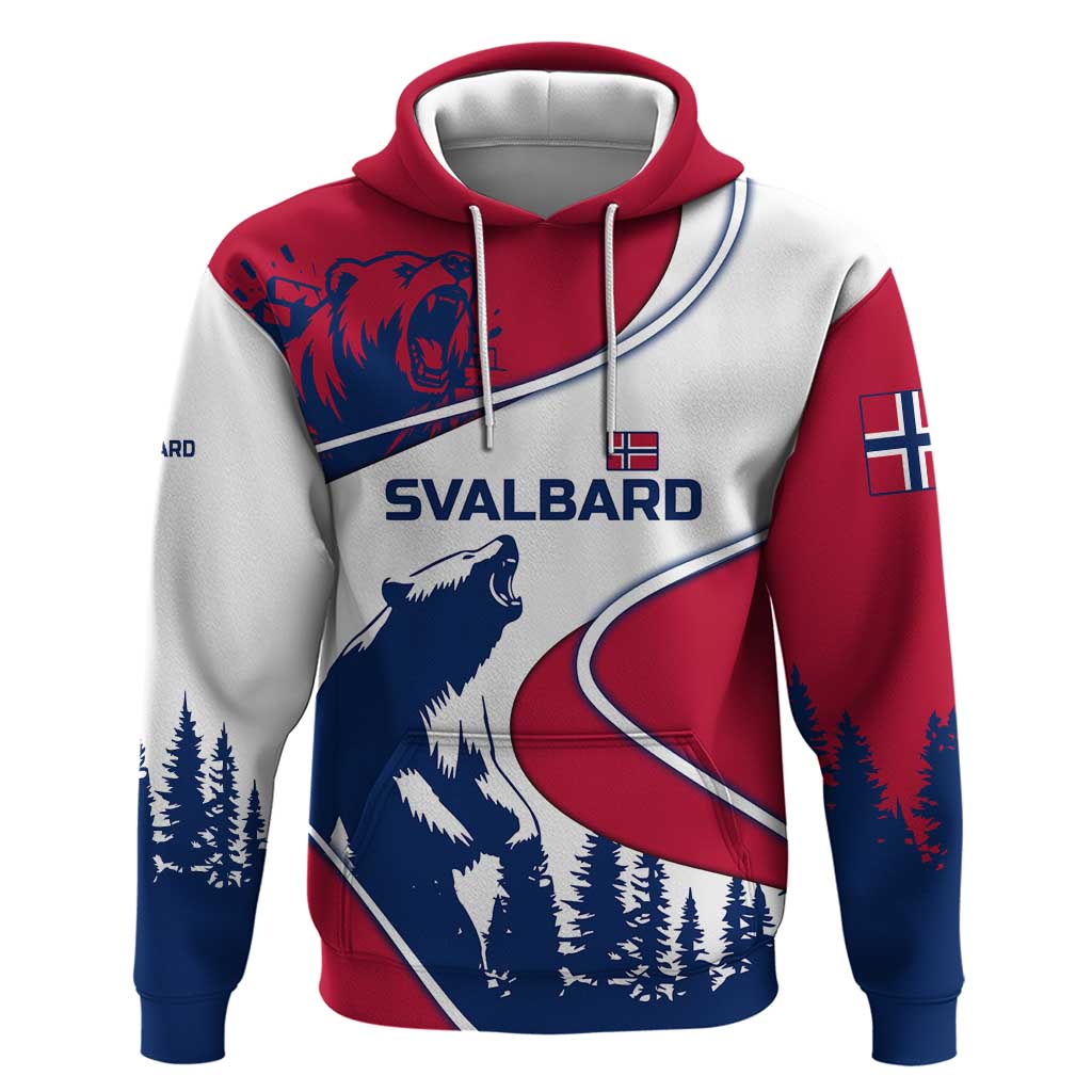 Svalbard Norway Hoodie with Polar Bear Forest and Norwegian Flag TS04