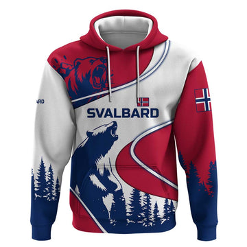 Svalbard Norway Hoodie with Polar Bear Forest and Norwegian Flag TS04