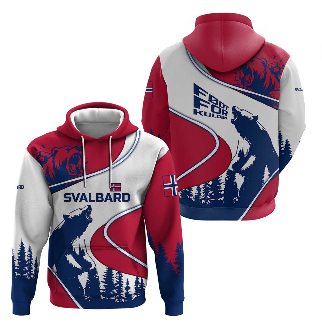 Svalbard Norway Hoodie with Polar Bear Forest and Norwegian Flag TS04