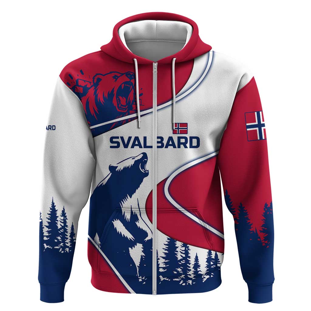 Svalbard Norway Hoodie with Polar Bear Forest and Norwegian Flag TS04