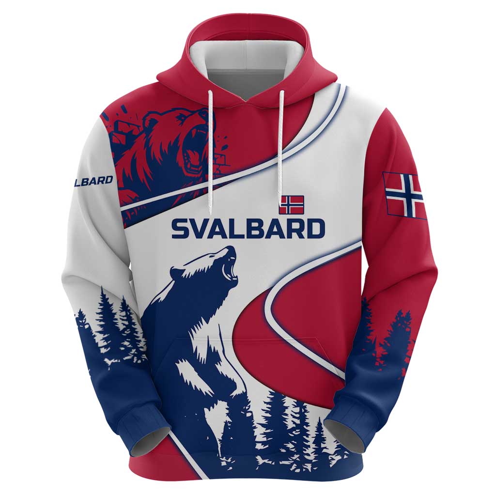 Svalbard Norway Hoodie with Polar Bear Forest and Norwegian Flag TS04