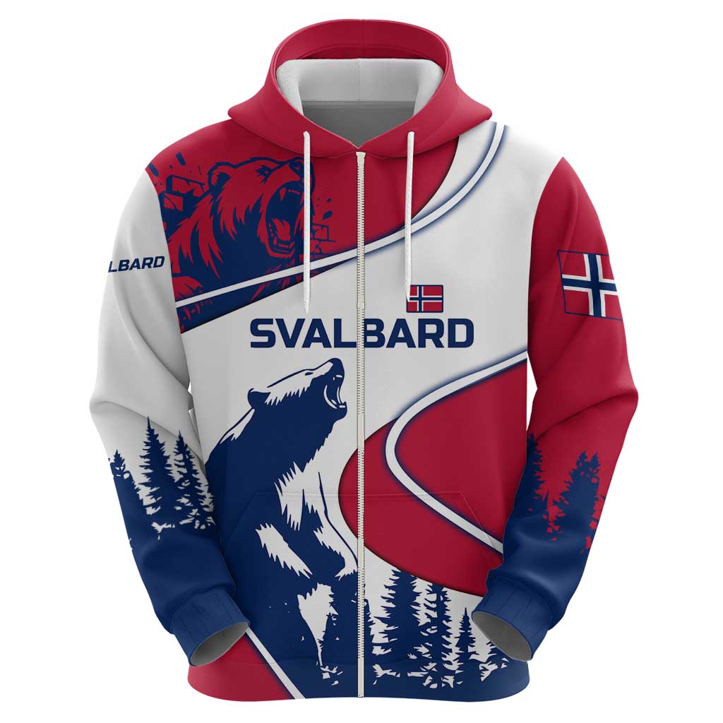 Svalbard Norway Hoodie with Polar Bear Forest and Norwegian Flag TS04