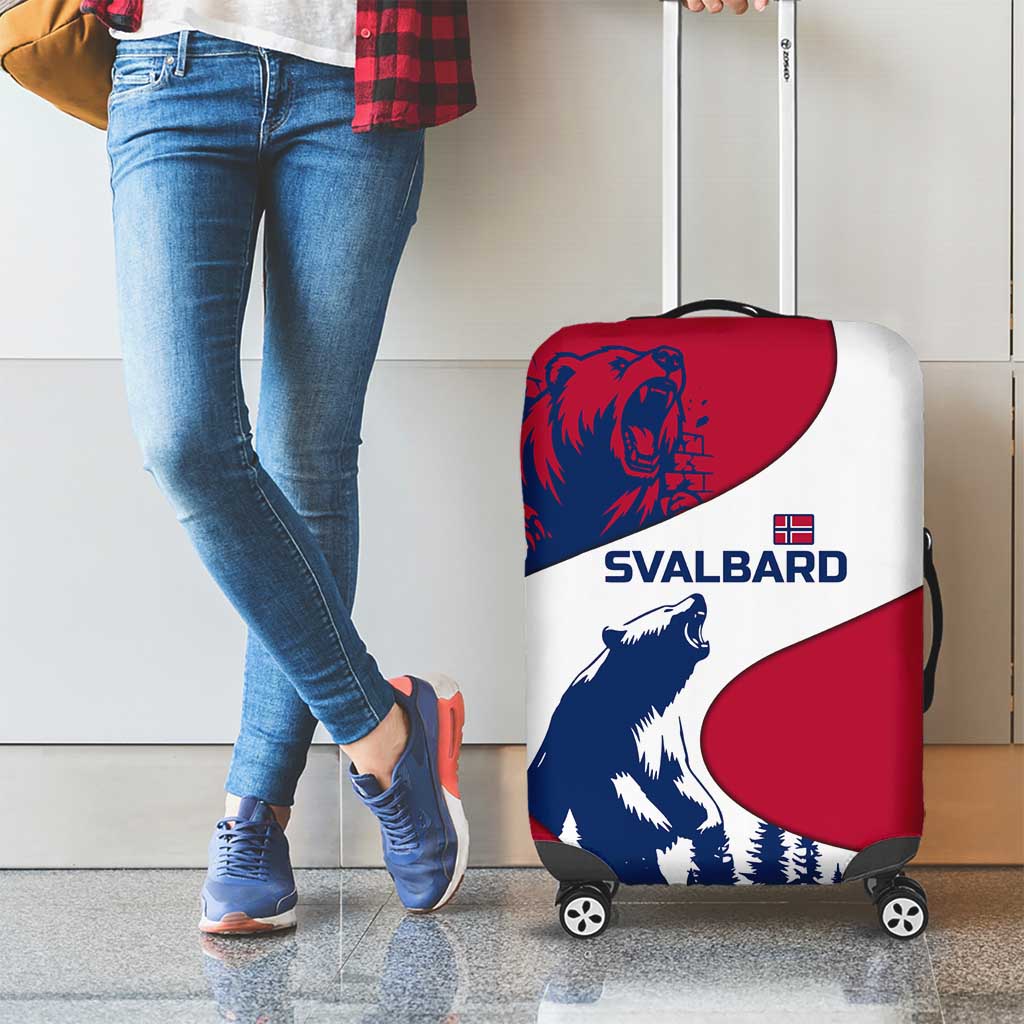 Svalbard Norway Luggage Cover with Polar Bear Forest and Norwegian Flag TS04