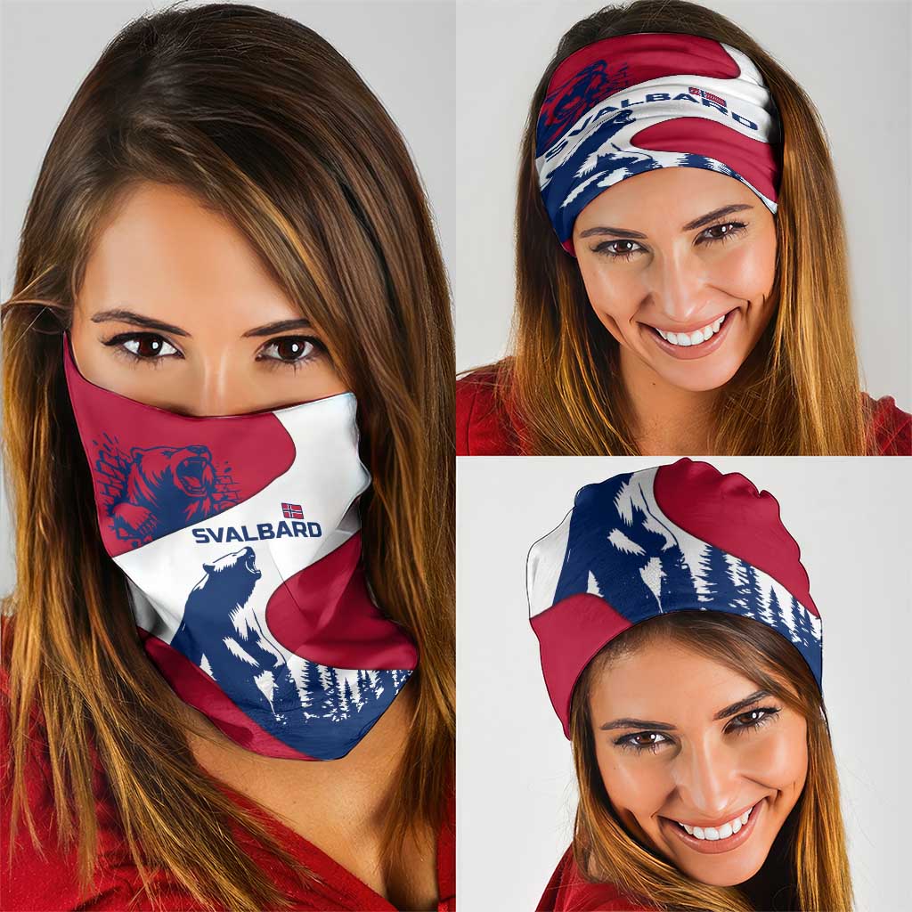 Svalbard Norway Neck Gaiter with Polar Bear Forest and Norwegian Flag TS04