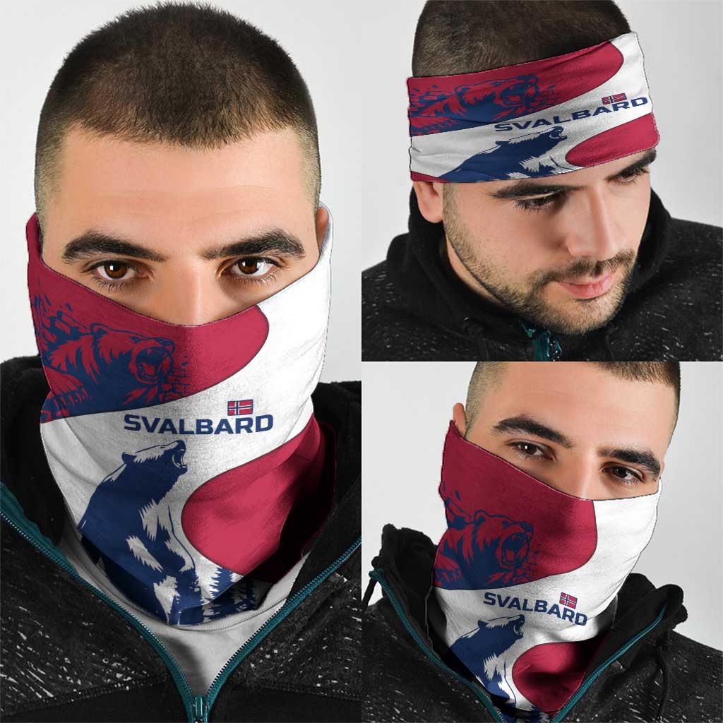 Svalbard Norway Neck Gaiter with Polar Bear Forest and Norwegian Flag TS04